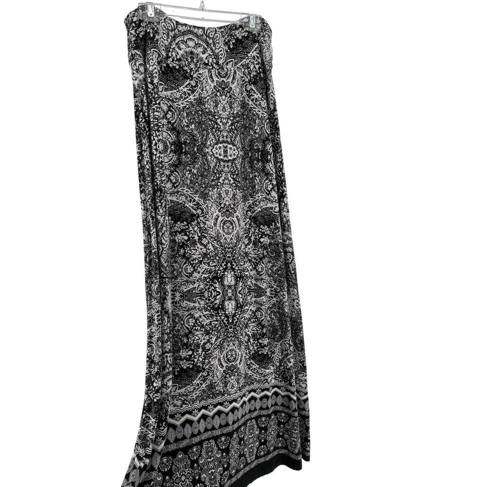 Maxi Skirt Womens Small Black White Stretch Boho Artsy Festival Whimsigoth Vacay